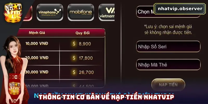 Đón đọc các thông tin cơ bản về nạp tiền Nhatvip